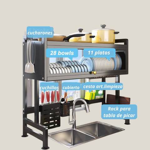 Image of Escurridor organizador de platos con tapa  85cm